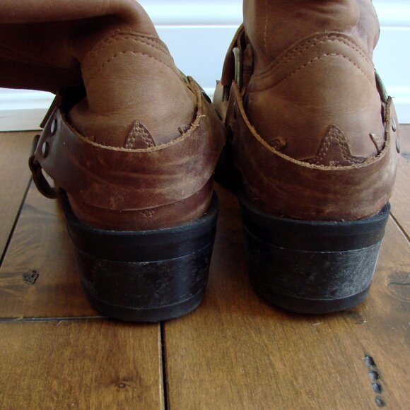 Boulet Brown Leather Harness Motorcycle Boots Mens Western Cowboy Size 9 E 9E - Picture 8 of 16